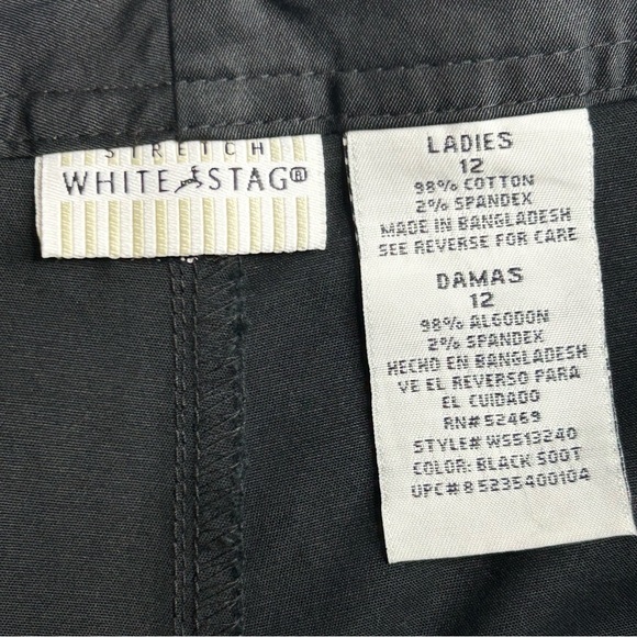 Stretch White Stag Size 12 Black Capri Crop Pants - Picture 10 of 10
